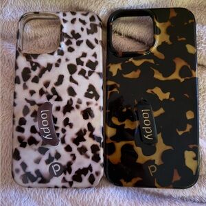 13 Pro MaxLoopy Case Tortoiseshell Pattern Phone Case with Grip - Black & Cream